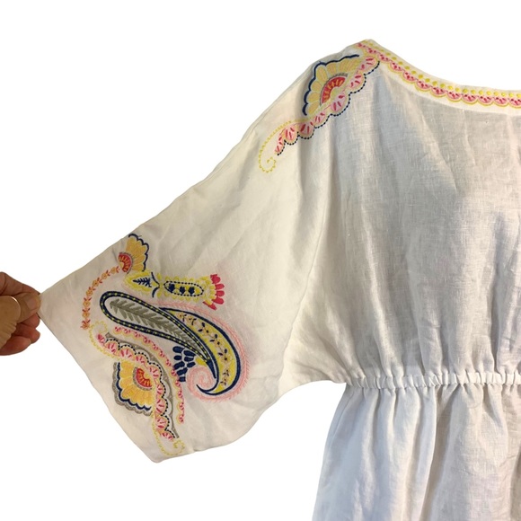 Boden White Dress with Multicolor Embroidery - Picture 8 of 12